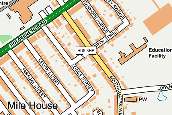 HU9 3HB map - OS OpenMap – Local (Ordnance Survey)