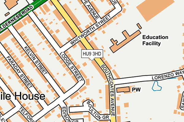 HU9 3HD map - OS OpenMap – Local (Ordnance Survey)