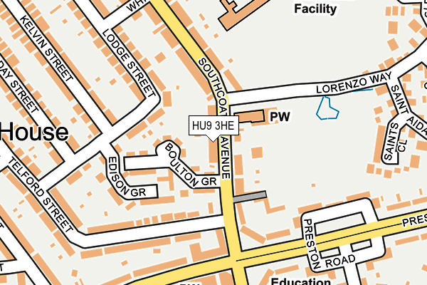 HU9 3HE map - OS OpenMap – Local (Ordnance Survey)