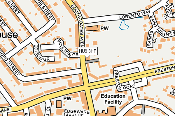 HU9 3HF map - OS OpenMap – Local (Ordnance Survey)