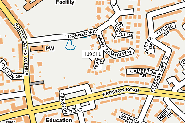 HU9 3HU map - OS OpenMap – Local (Ordnance Survey)