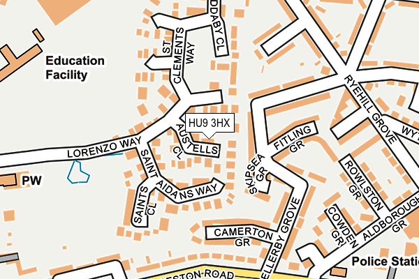 HU9 3HX map - OS OpenMap – Local (Ordnance Survey)