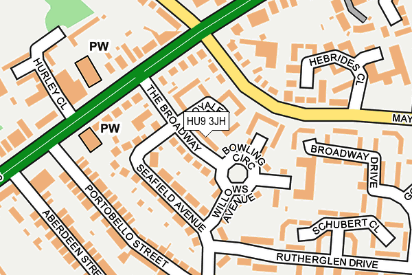 HU9 3JH map - OS OpenMap – Local (Ordnance Survey)