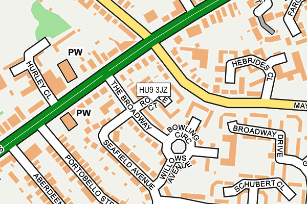 HU9 3JZ map - OS OpenMap – Local (Ordnance Survey)