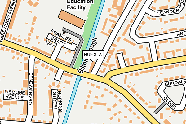 HU9 3LA map - OS OpenMap – Local (Ordnance Survey)