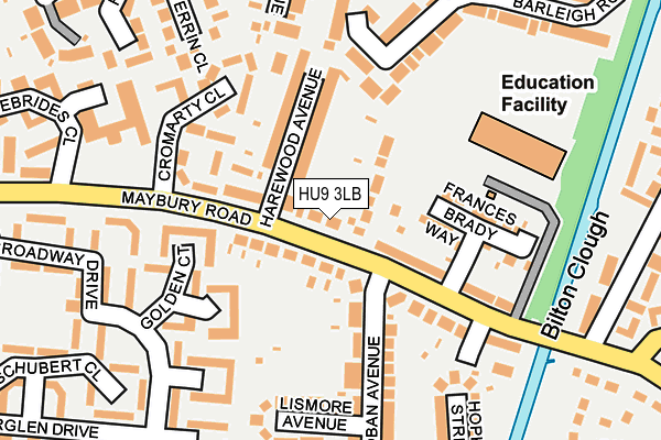 HU9 3LB map - OS OpenMap – Local (Ordnance Survey)