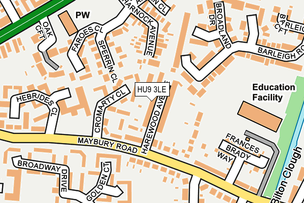 HU9 3LE map - OS OpenMap – Local (Ordnance Survey)