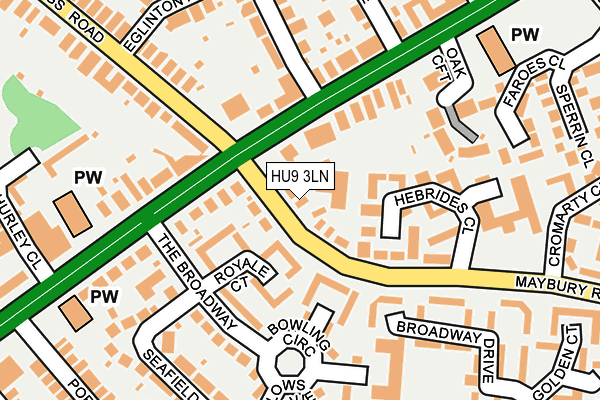 HU9 3LN map - OS OpenMap – Local (Ordnance Survey)