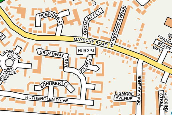 HU9 3PJ map - OS OpenMap – Local (Ordnance Survey)