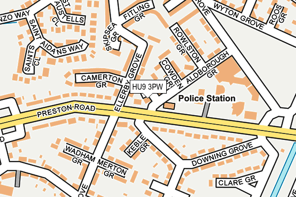 HU9 3PW map - OS OpenMap – Local (Ordnance Survey)