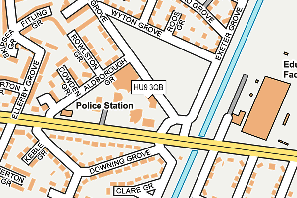 HU9 3QB map - OS OpenMap – Local (Ordnance Survey)