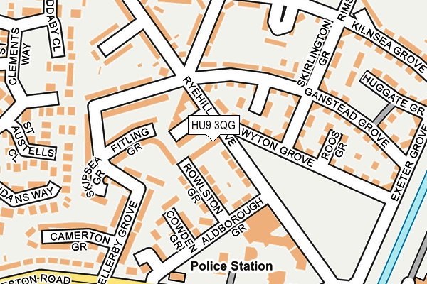 HU9 3QG map - OS OpenMap – Local (Ordnance Survey)