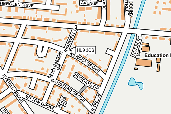 HU9 3QS map - OS OpenMap – Local (Ordnance Survey)