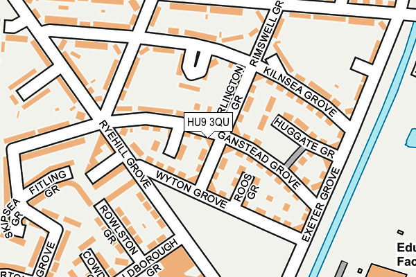 HU9 3QU map - OS OpenMap – Local (Ordnance Survey)