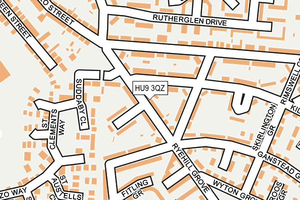 HU9 3QZ map - OS OpenMap – Local (Ordnance Survey)