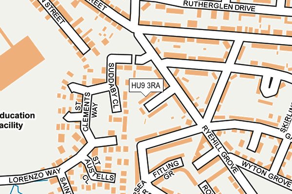 HU9 3RA map - OS OpenMap – Local (Ordnance Survey)