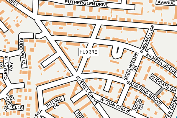 HU9 3RE map - OS OpenMap – Local (Ordnance Survey)