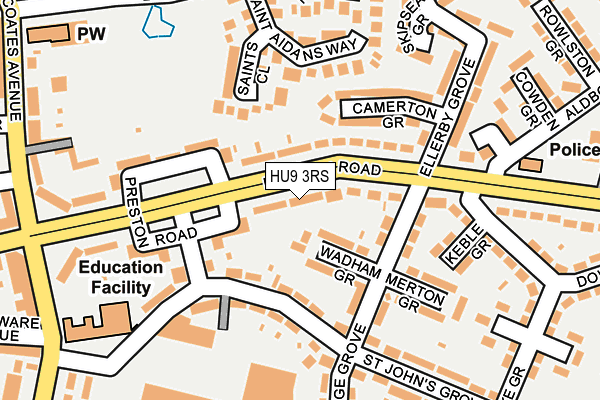 HU9 3RS map - OS OpenMap – Local (Ordnance Survey)