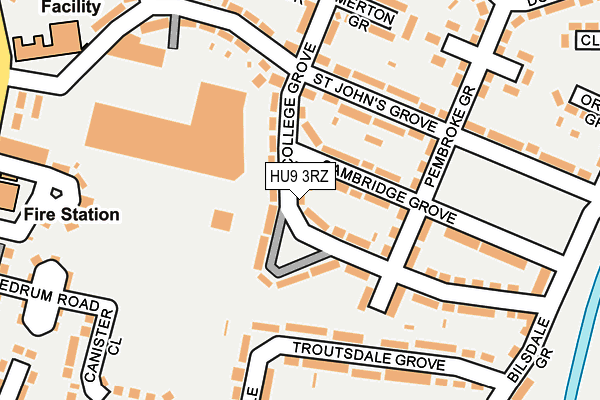 HU9 3RZ map - OS OpenMap – Local (Ordnance Survey)