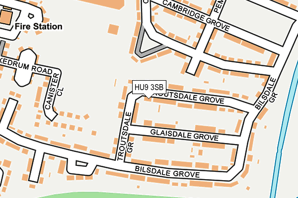 HU9 3SB map - OS OpenMap – Local (Ordnance Survey)