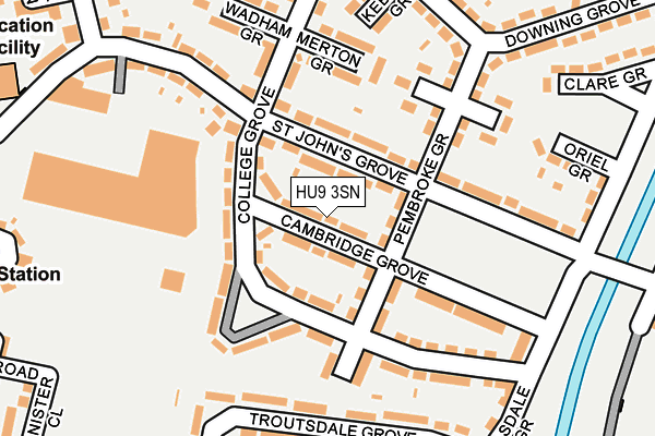 HU9 3SN map - OS OpenMap – Local (Ordnance Survey)