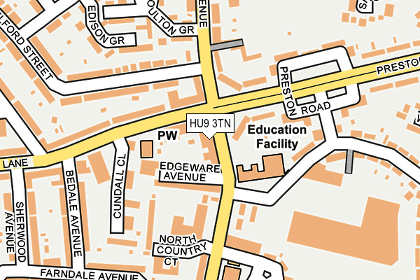 HU9 3TN map - OS OpenMap – Local (Ordnance Survey)