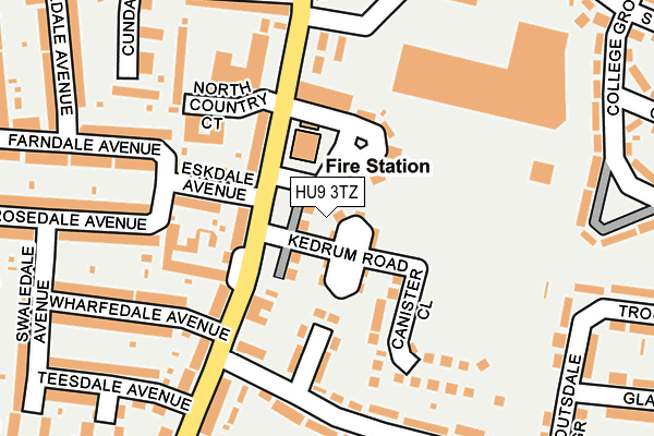 HU9 3TZ map - OS OpenMap – Local (Ordnance Survey)