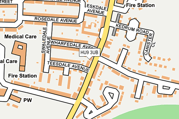 HU9 3UB map - OS OpenMap – Local (Ordnance Survey)