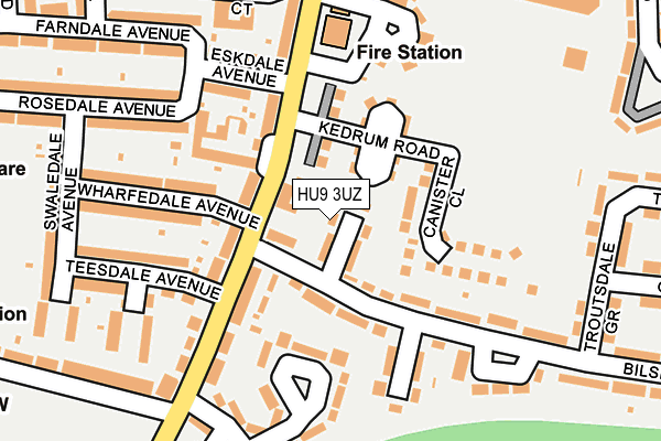 HU9 3UZ map - OS OpenMap – Local (Ordnance Survey)