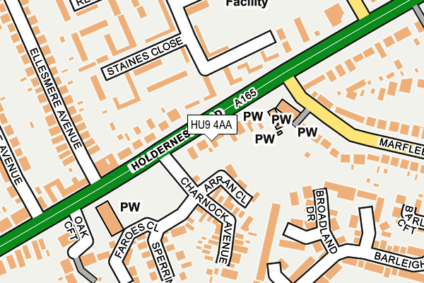 HU9 4AA map - OS OpenMap – Local (Ordnance Survey)