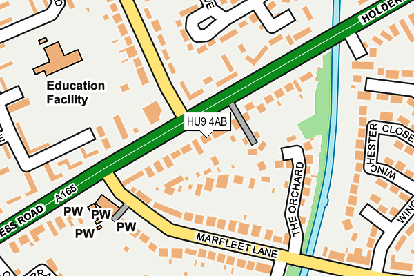 HU9 4AB map - OS OpenMap – Local (Ordnance Survey)