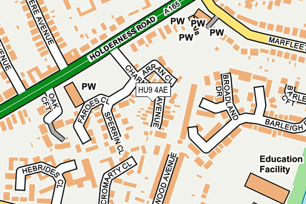 HU9 4AE map - OS OpenMap – Local (Ordnance Survey)