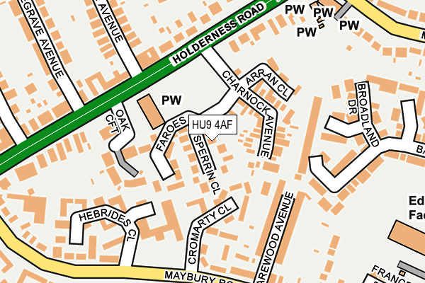 HU9 4AF map - OS OpenMap – Local (Ordnance Survey)