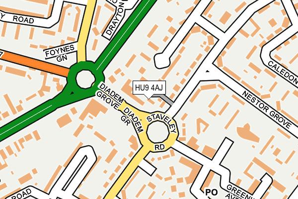 HU9 4AJ map - OS OpenMap – Local (Ordnance Survey)