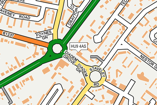 HU9 4AS map - OS OpenMap – Local (Ordnance Survey)