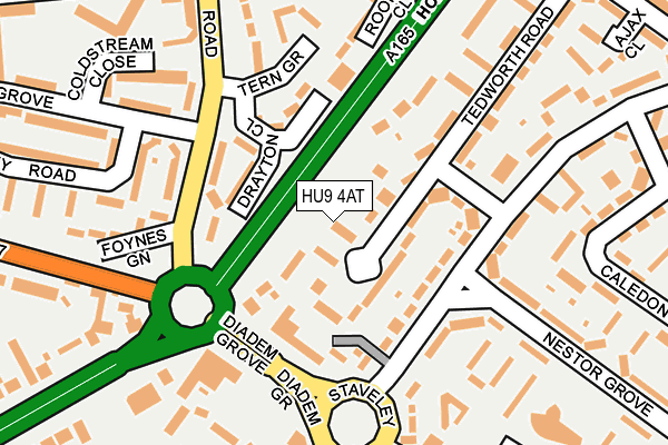 HU9 4AT map - OS OpenMap – Local (Ordnance Survey)