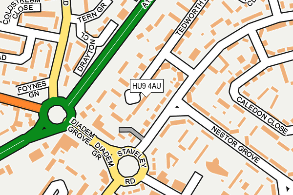 HU9 4AU map - OS OpenMap – Local (Ordnance Survey)