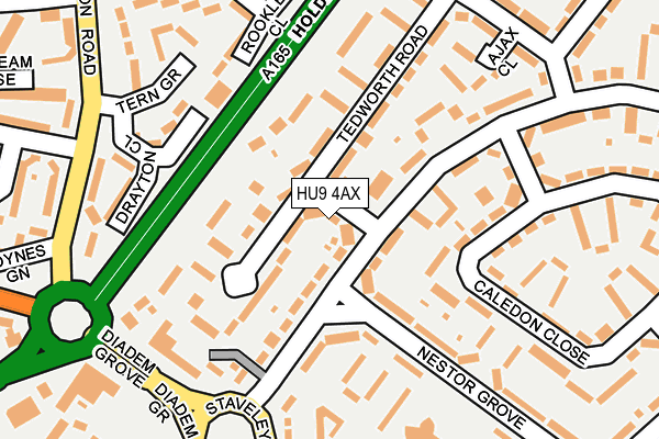 HU9 4AX map - OS OpenMap – Local (Ordnance Survey)