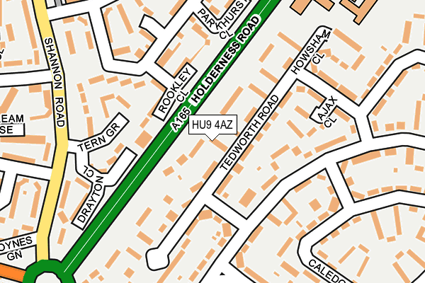 HU9 4AZ map - OS OpenMap – Local (Ordnance Survey)