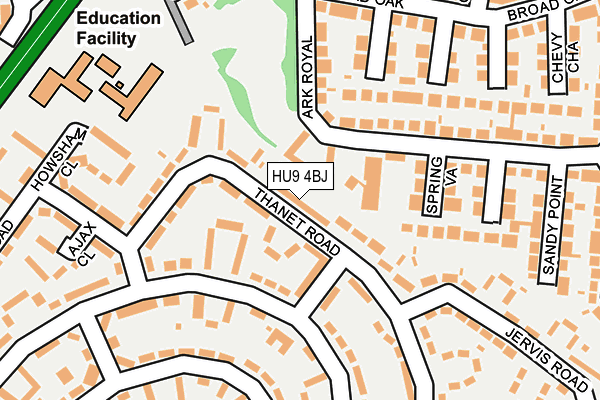 HU9 4BJ map - OS OpenMap – Local (Ordnance Survey)