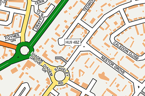 HU9 4BZ map - OS OpenMap – Local (Ordnance Survey)