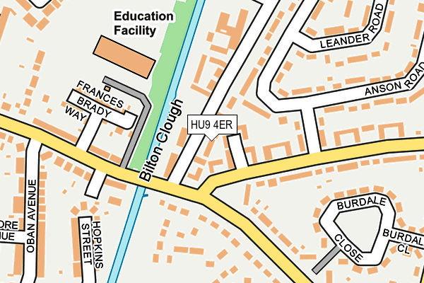 HU9 4ER map - OS OpenMap – Local (Ordnance Survey)