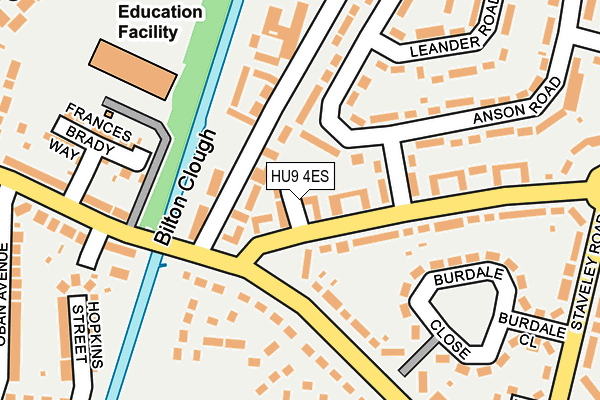 HU9 4ES map - OS OpenMap – Local (Ordnance Survey)