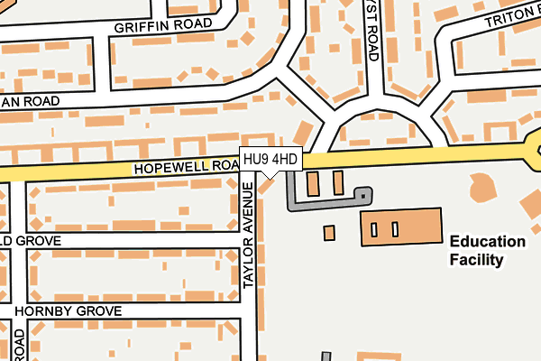 HU9 4HD map - OS OpenMap – Local (Ordnance Survey)