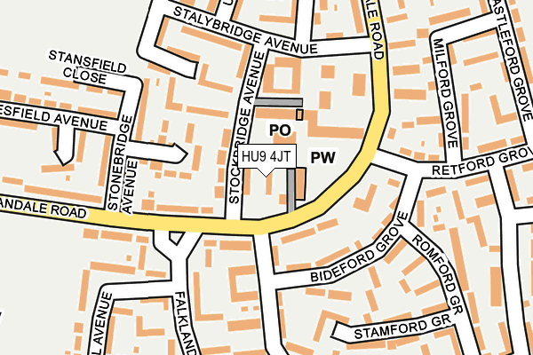 HU9 4JT map - OS OpenMap – Local (Ordnance Survey)