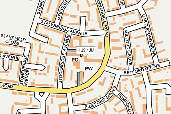 HU9 4JU map - OS OpenMap – Local (Ordnance Survey)