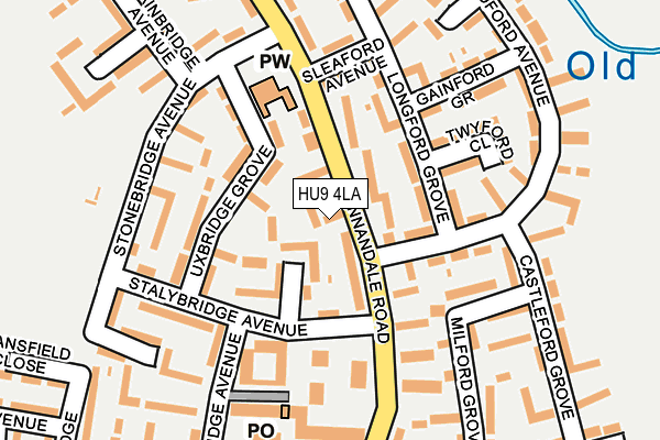 HU9 4LA map - OS OpenMap – Local (Ordnance Survey)