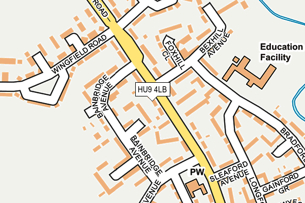 HU9 4LB map - OS OpenMap – Local (Ordnance Survey)