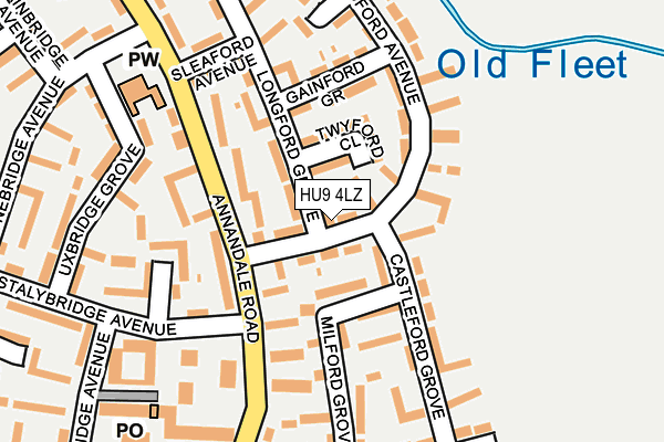 HU9 4LZ map - OS OpenMap – Local (Ordnance Survey)