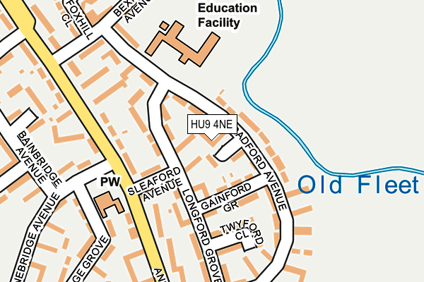 HU9 4NE map - OS OpenMap – Local (Ordnance Survey)